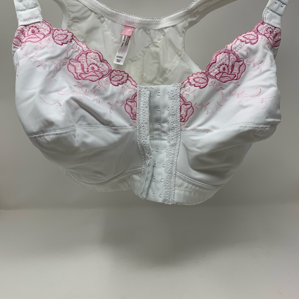 ComfortchoiceWomen's White and Pink Embroidered Bra